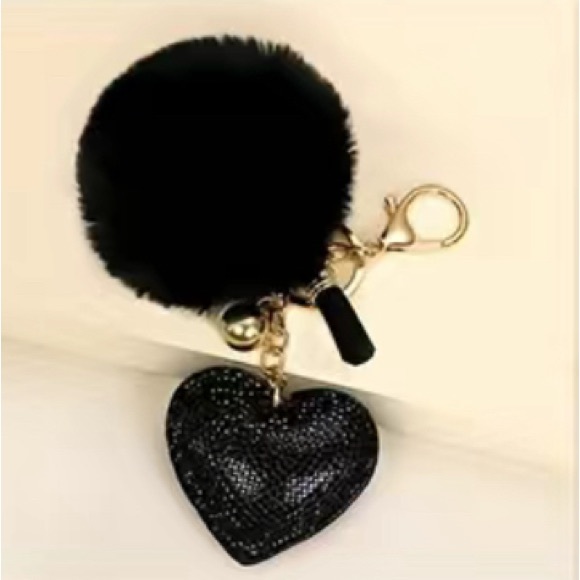 1pc Velvet Rhinestone Heart Key Chain, Pendant, Bag Charm 5 Colors Available - Picture 2 of 6